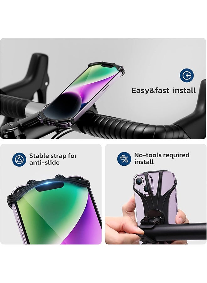 Bike Phone Mount, Universal Bike Cell Phone Holder, 360° Rotatable, Silicone Bicycle,Phone Compatible( Black) - Image 2